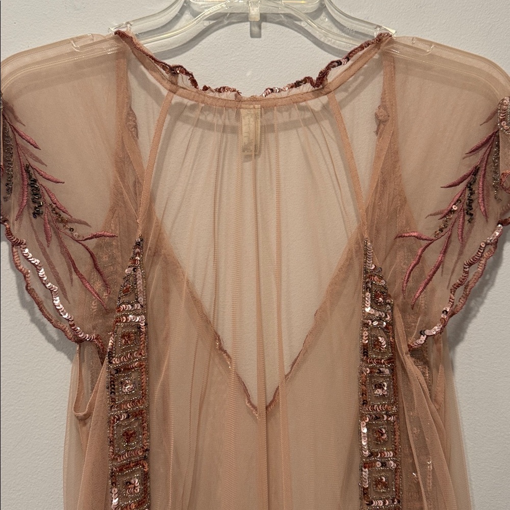 Free People Lady Lazarus Beaded Sheer mesh mini slip dress - Picture 7 of 7